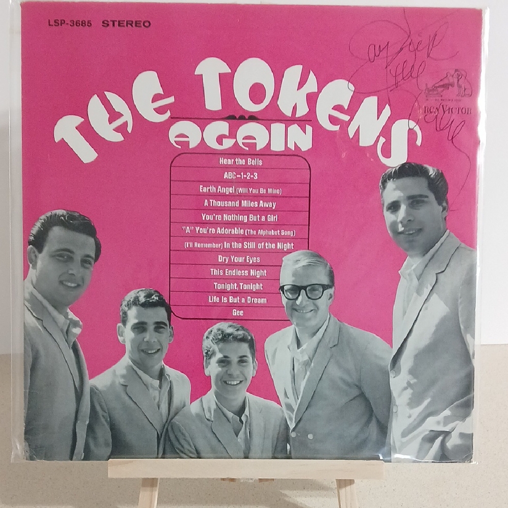 AUTOGRAPH By Jay Siegel, The Tokens "Again" In Stereo Record #LSP-3685